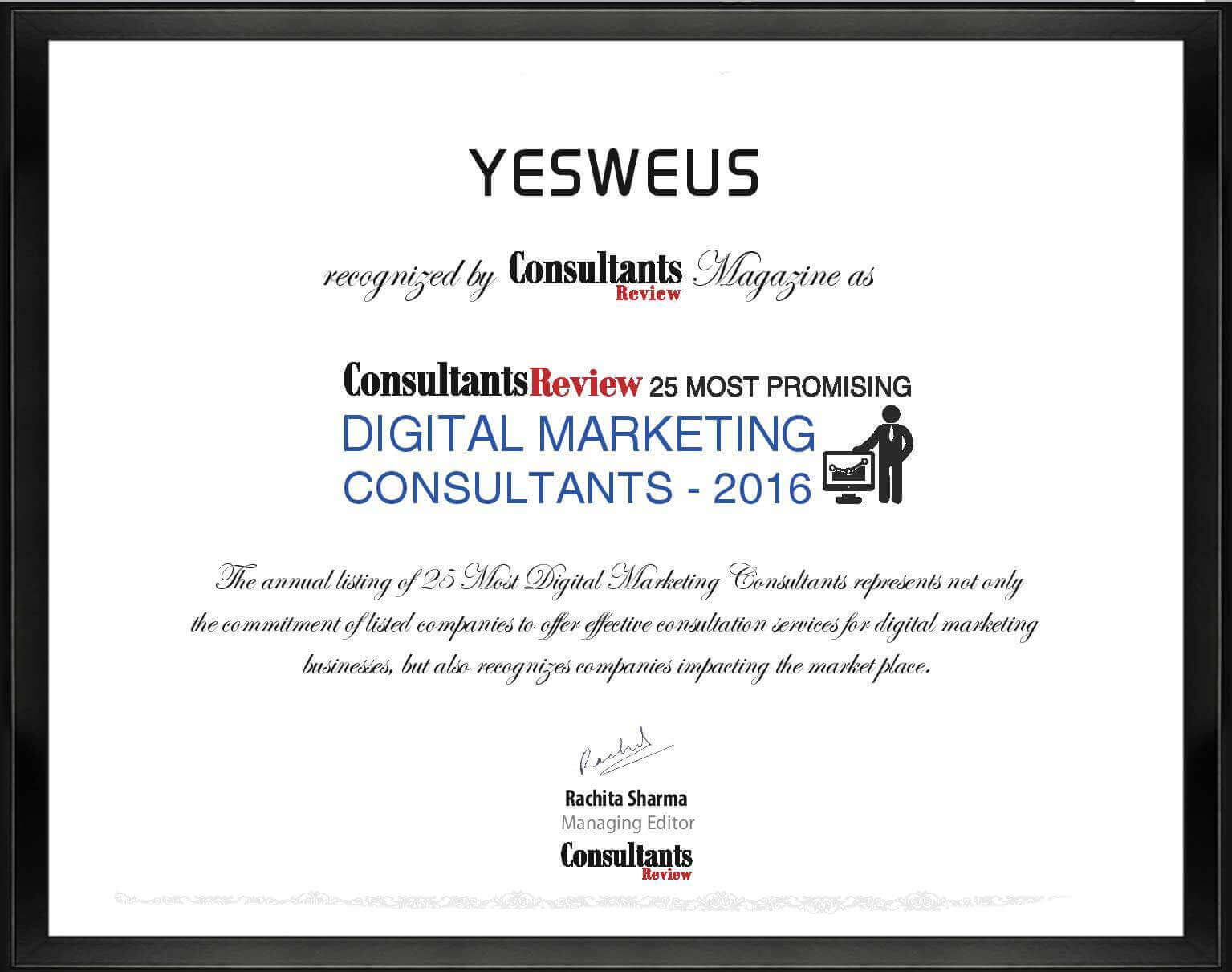 Consultants Review Certificate